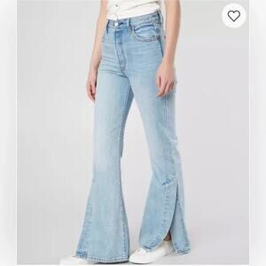 Levi's premium ribcage split flare leg medium wash jeans high waist size US 28